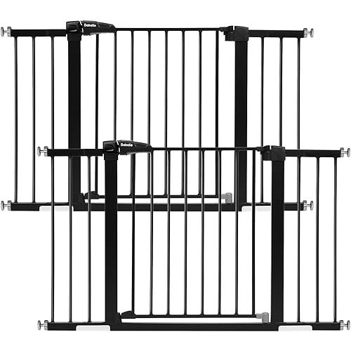 Babelio Baby Gate for Doorways and Stairs, 29-48'' Auto Close Dog/Puppy Gate, Easy Install, Pressure Mounted, No Drilling, Safety Gate w/Door for Child and Pets, 2 Pack Black