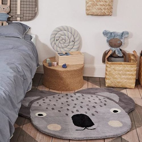 Poowe Koala Kids Play Mat Baby Nursery Rug Round Educational Alphabet Soft Area Rug Non Slip for Children Toddlers Bedroom (Round 39.4 in)