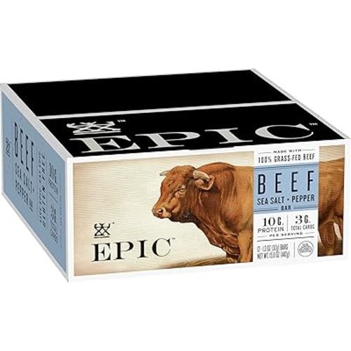 EPIC Protein Bars, Beef Sea Salt Pepper, Keto and Paleo Friendly, 1.3 oz, 12 ct