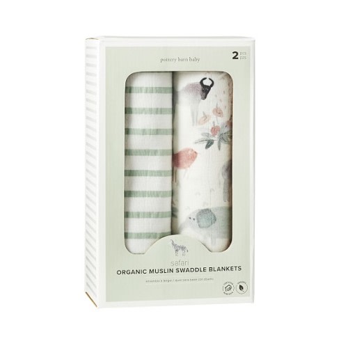 Safari Organic Muslin Swaddle Set | Pottery Barn Kids