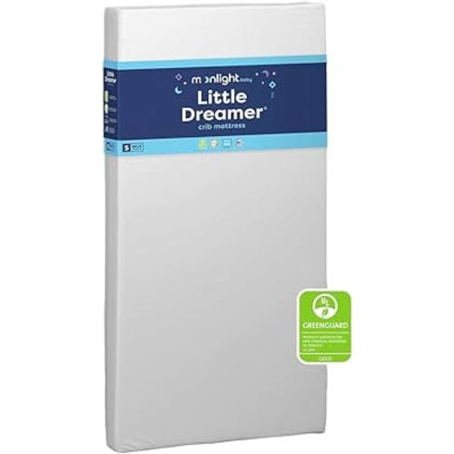 Moonlight Slumber Little Dreamer Crib Mattress - Dual-Sided, 2-Stage Baby and Toddler Mattress with Plush and Firm Layers and Waterproof Mattress Cover - 52"x 28"x 5"