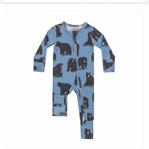 2 Way Zipper Romper - Black Bears