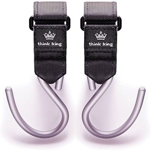 Mighty Buggy Hook for Stroller, Wheelchair, Rollator, Walker, 2 Pack, Black/Brushed Aluminum, 2 Count (Pack of 1)