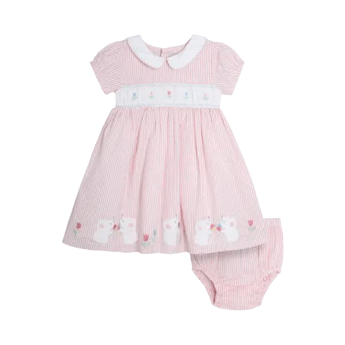 JoJo Maman Bébé Kids' Cotton Mouse Applique Dress & Bloomers Set, Pink