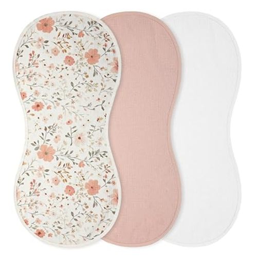3 Pcs Changing Pad Liners Fits in Peanut Shape Changing Pad Waterproof Diaper Mats Organic Cotton Peanut Mats are Warm on a Baby's Back, Washable Reusable(Beautiful Style,Pink)