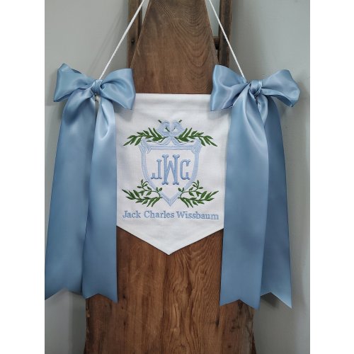 Embroidered Baby banner, birth announcement, hospital banner, bassinet banner, new baby, welcome baby, baby gift