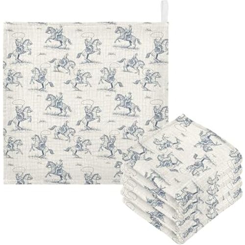Baby Washcloths Western Cowboy Burp Cloths, 3 Pack