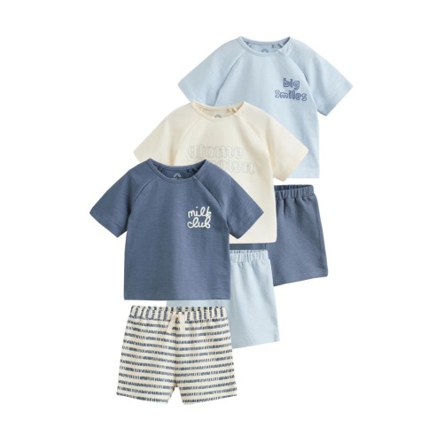 6-Pack Slogan Graphic T-Shirts & Assorted Shorts Set
