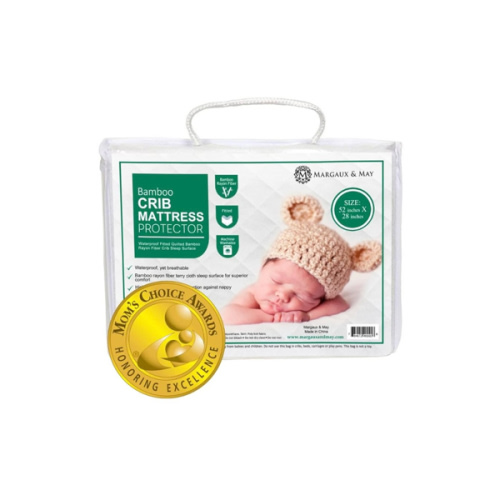 Crib Mattress Protector Pad - Ultra-Soft Waterproof Breathable Premium Bamboo Rayon - Noiseless Fitted Dryer Safe Cover. High Absorbency Oeko-TEX Certified (28 x 52 x 9 inches) MARGAUX & MAY