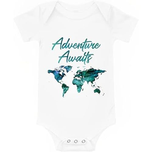 Adventure Awaits Baby Onesie Funny Cute Infant Creeper One-piece Bodysuit Outfit Travel Baby Romper Cotton