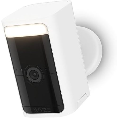 WYZE Wireless Outdoor/Indoor Battery Security Camera, 2.5K HDR Rechargeable, Color Night Vision, Integrated Spotlight & Siren, Wire Free, 2-Way Audio - White, 1-Pack