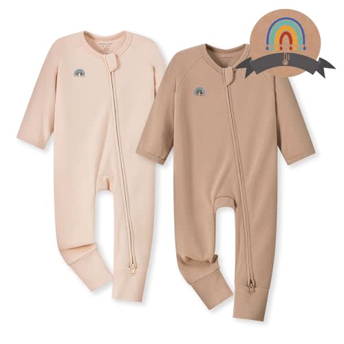 Momcozy Boy Girl Baby Pajamas Onesie, 0-24 M Temp-Sensing 2-Way Zipper Cotton & Viscose Derived from Bamboo Newborn Sleepers
