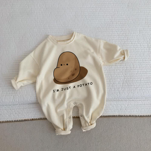 I&#x27;M JUST A POTATO Baby Beige Romper