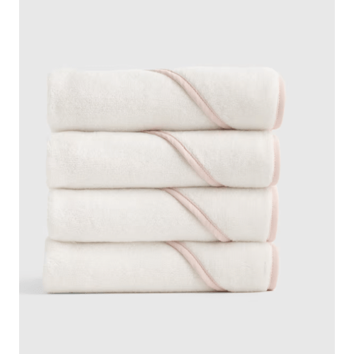 Organic Turkish Cotton Baby Hooded Towel Set 4-Pack in Soft Pink