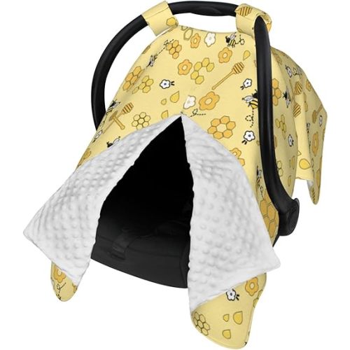 Bee Baby Car Seat Canopy Cover Multi Use Nursing Cover for Mom Nursing Covers Newborn Bee Shower Gift