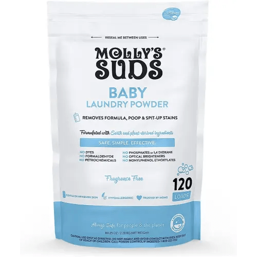Molly's Suds Baby Laundry Detergent Powder | Removes Formula, Poop & Spit-Up Stains | Extra Gentle for Newborns (Fragrance Free)