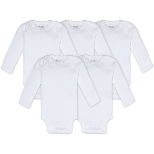 Burt's Bees Baby Unisex Baby Bodysuits, 5-pack Short & Long Sleeve One-pieces, 100% Organic Cotton Bodysuit - 0-3 Months - Cloud Long Sleeve