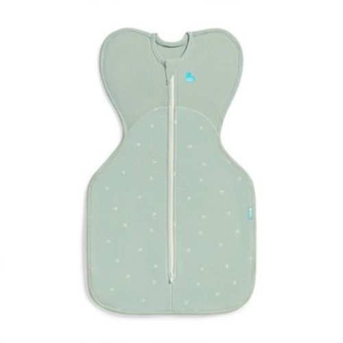 Love to Dream Baby Swaddle Up Sleep Sack - Cotton Fleece 1.5 TOG Sleeveless Wrap - Olive Twigs - NB: Two-Way Zipper, Botanical Pattern