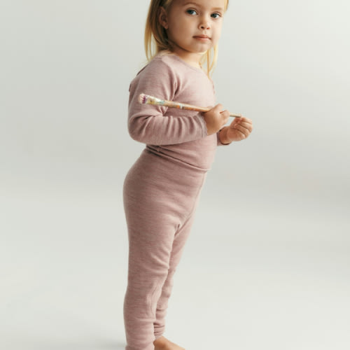 Dilling - Baby Merino Wool Leggings in Blush Melange
