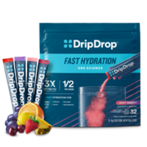 DripDrop Tropical Variety Pack Electrolyte Powder, 8 oz sticks, 32 cou