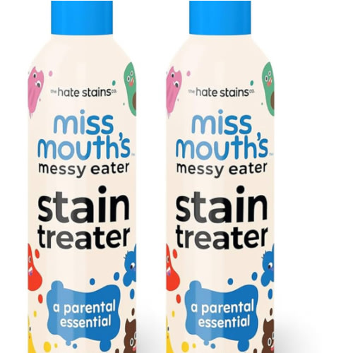 Miss Mouth's Messy Eater Stain Treater Spray - 4oz 2 Pack Stain Remover - Newborn & Baby Essentials - No Dry Cleaning Food, Grease, Coffee Off Laundry, Underwear, Fabric