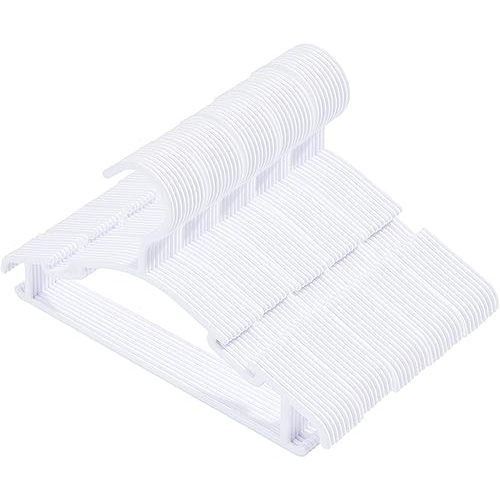 50 Pack White Baby Nursery Closet Hangers, Anti-Slip Laundry Infant Pant Hanger for Newborn Clothes Gift, Ultra-Thin Plastic Hanger for Girl Boy Toddler