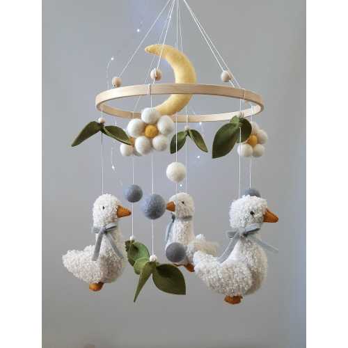 Baby mobile, goose, mobile in the crib, mobile goose, mobile flower, gift to a newborn, toy in the crib, mobile on the farm, toy goose, geese