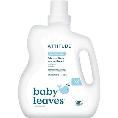 ATTITUDE Baby Laundry Fabric Softener Liquid, Vegan and Naturally Derived Detergent, Plant Based, HE Washing Machine Compatible, 80 Loads, Chamomile, 2 L (AMAZON EXCLUSIVE)