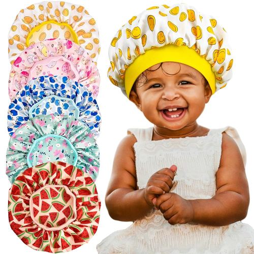 5 Pieces Kids Satin Bonnet Silk Baby Bonnet Sleeping Cap Wide Band Night Hats for Natural Hair Teens Toddler Child Baby