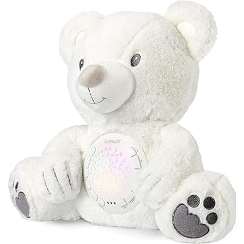 Baby Sleep Soother, Mom's Heartbeat Lullabies Soothing Sounds White Noise Machine, Auto-Off Timer Night Light Projector, Unique Gifts for Babies, Stuffed Animal Toys (Polar Bear)