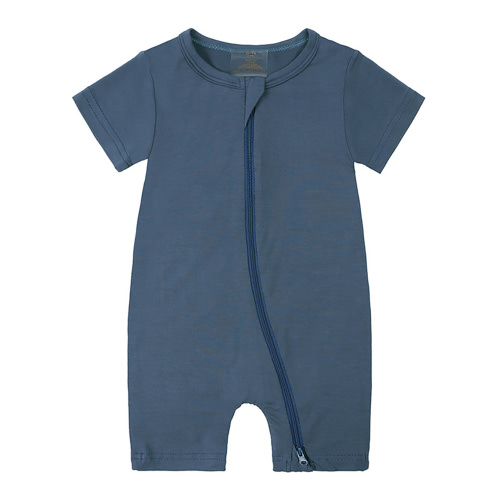 WIBACKER Baby Boys Girls Bamboo Viscose Romper, 2 Way Zipper Short Sleeve Jumpsuits, Sleep and Play 0-24 Months