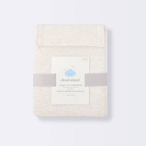 Fitted Jersey Crib Sheet Knit Oatmeal Heather - Cloud Island™ Oatmeal