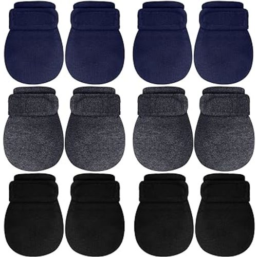 Newcotte Adjustable Baby Mittens No Scratch Newborn Cotton Breathable Gloves Warm Baby Mitts for Boys