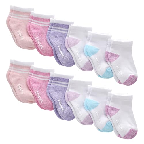 Hanes Baby and Toddler, Non-Slip Grip Ankle Socks, Boys' and Girls', Multipacks