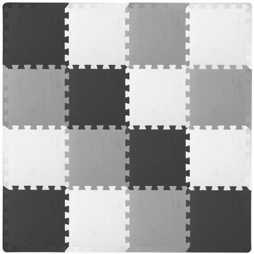 Prosource Kids Solid Floor Play Mat 3/8-in, 16 Sq Ft - 16 Tiles, Pink/purple/beige