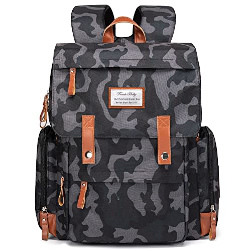 Frank Mully Diaper Bag Backpack Large Multifunction Travel Baby Bag for Mom Dad Camo