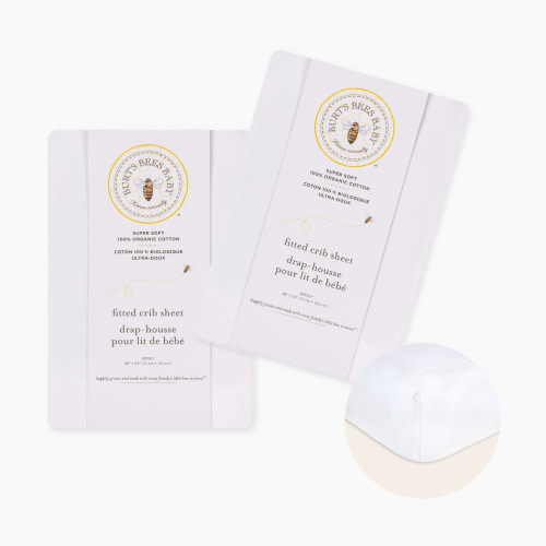 Burt's Bees Baby Organic Cotton Jersey Fitted Crib Sheet 2-Pack Bundle - Cloud, 2