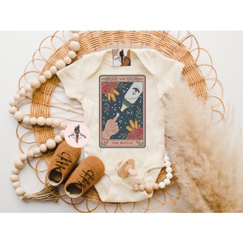 The Bottle Tarot Card Bodysuit, Baby Tarot Card Bodysuit, The baba bottle bodysuit, breastfeeding tarot bodysuit, baby bottle tarot bodysuit