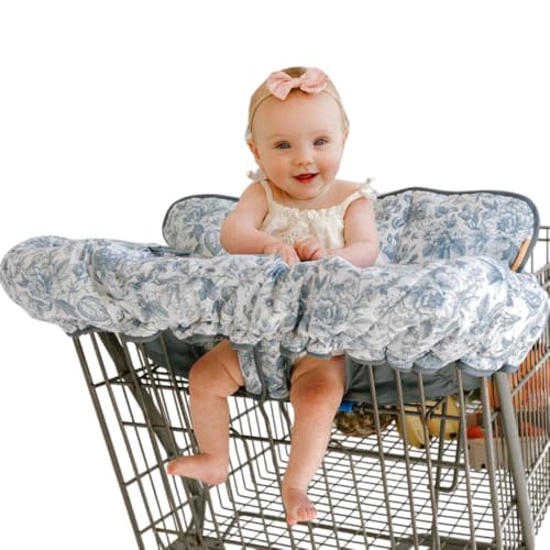 BINXY BABY 2-in-1 Cushy Cart Cover and High Chair Cover | Universal Fit | Includes Storage Pouch (Heritage Blue)