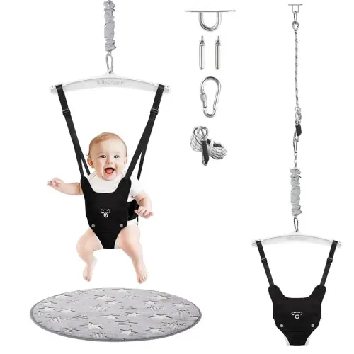 G TALECO GEAR Baby Jumper with a Ceiling Hook for Infant & Toddlers with Adjustable Chain, Bouncers for Indoor/Outdoor, Baby Doorway Jumper with Soft Rug