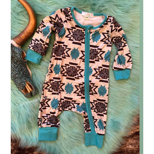 The Rio turquoise Aztec baby sleeper