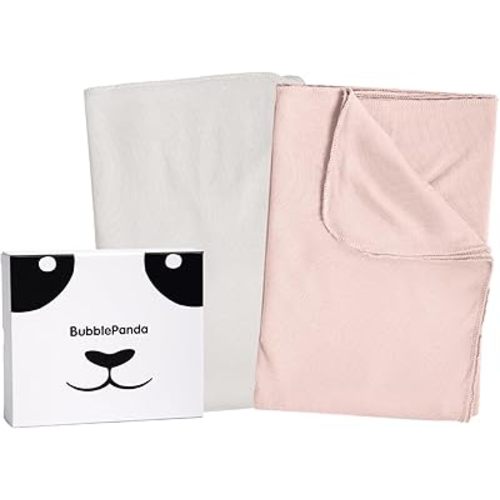 Rayon Made from Bamboo Baby Swaddle Blanket,2 Pack Soft & Breathable Receiving Blankets for Infant Newborn, Swaddle Wrap for Babies Girl and Boy, 47 x 47 Inch, (Blush & Oat)