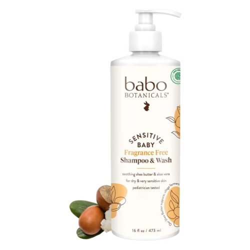 Babo Botanicals Sensitive Baby Fragrance-Free 2-in-1 Shampoo & Wash