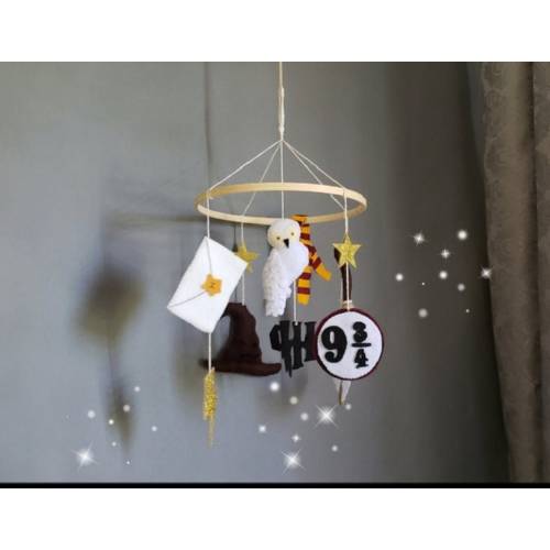 Wizard baby crib mobile,harry baby mobile,snow owl crib mobile,magic mobile,wizard nursery decor