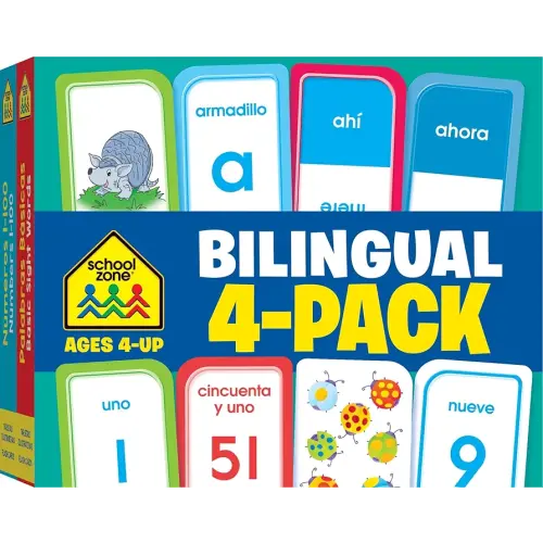 School Zone Bilingual Spanish/English Flash Card Set: Tarjetas de Índice Bilingües Español/Inglés, Alphabet, Sight Words, Numbers 1-100, Colors & Shapes, ESL, Language Immersion