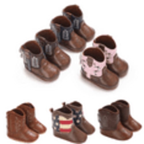 Baby Boys Girls PU Leather Cowboy Boots Newborn Soft Sole Non-Slip Bootie Crib Shoes 0-18M