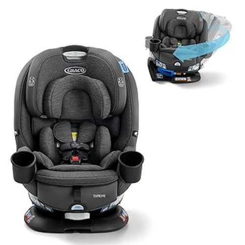 Graco Turn2Me 3-in-1 Rotating Convertible Car Seat, Manchester, Rear-Facing Rotation, Forward-Facing Mode, Highback Booster Up to 100 lbs, Adjustable Headrest & Harness, Steel Reinforced Frame