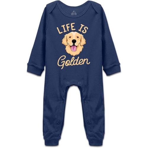 Life is Golden(Golden Retriever) Infant Short Sleeve 100% Cotton Bodysuit/Long Sleeve Romper/Sleeveless Jumpsuit