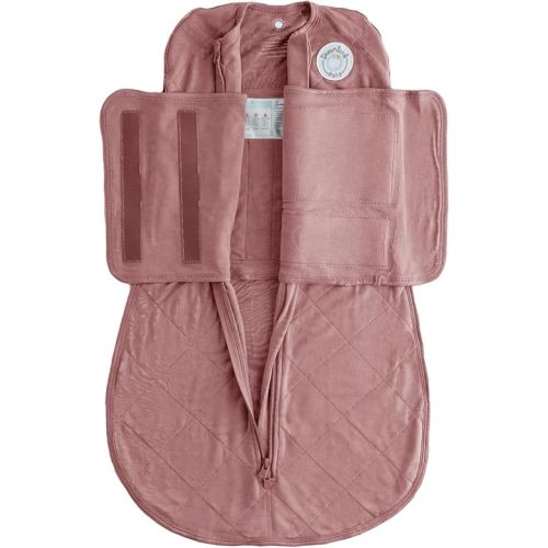 DREAMLAND BABY Bamboo Viscose Swaddle Sleep Sack (0-6 Months). Ultra Soft Swaddle Blanket w/Built in Band. 97% Viscose, 3% Spandex (Rose)