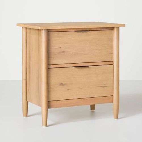 2 Drawer Modern Wood Nightstand Brown - Hearth & Hand™ With Magnolia: Bedroom Storage Furniture